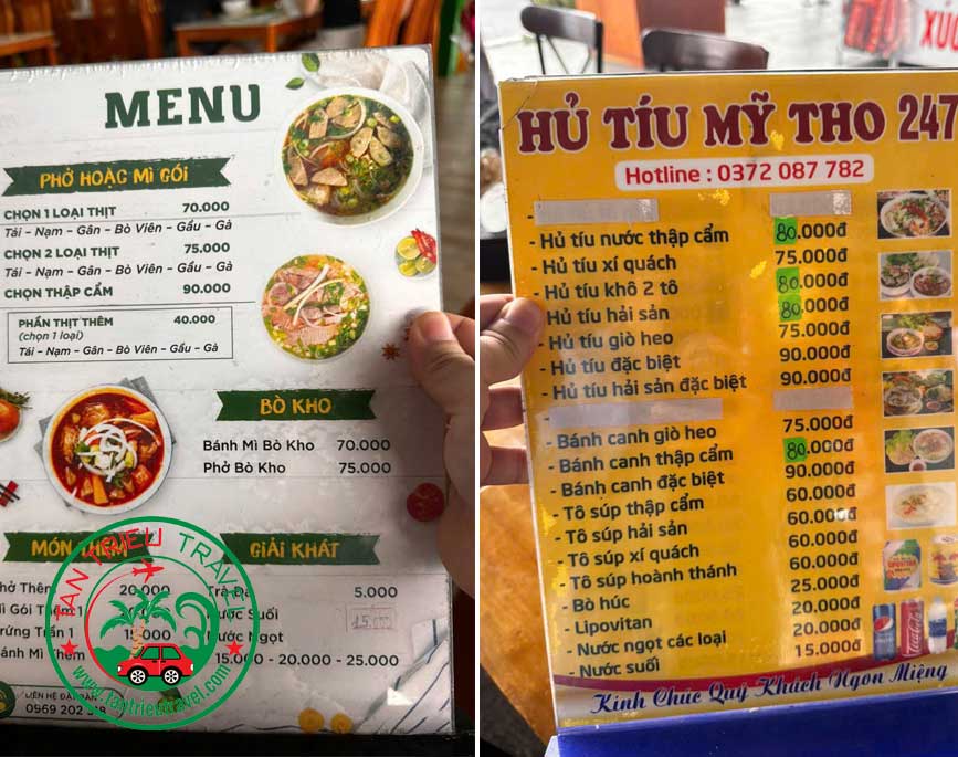 Menu ăn sáng tại trạm dừng chân