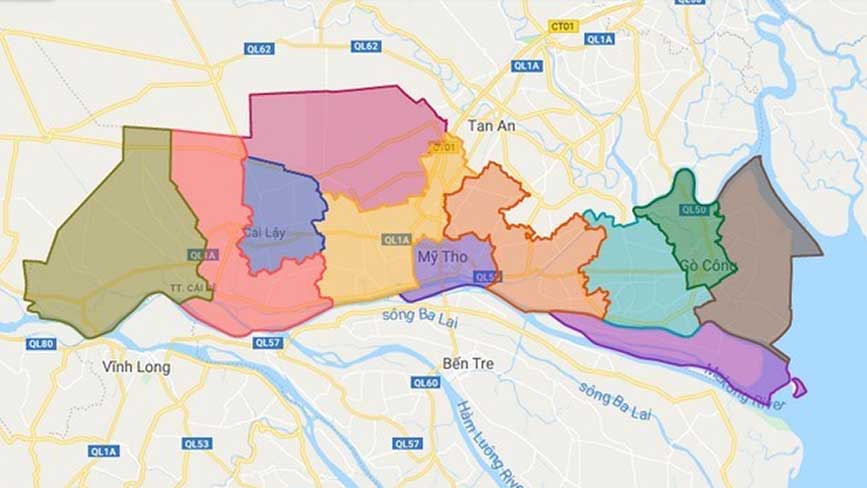 Bản đồ du lịch đi Mỹ Tho - Tiền Giang
