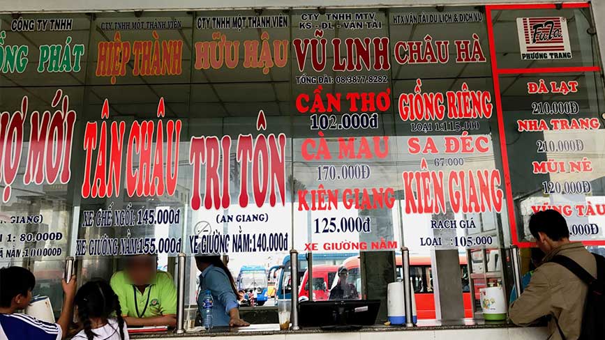 Mua vé xe giường nằm đi Rạch Giá tại các quầy vé bến xe Miền Tây