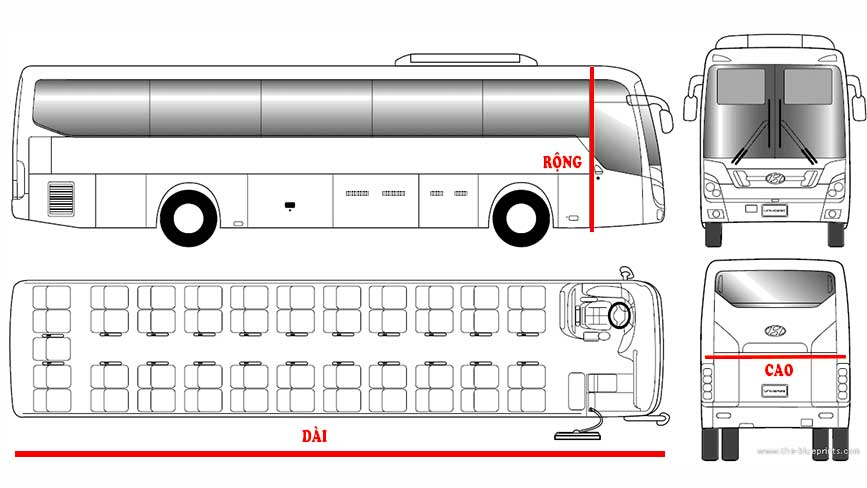 Bản vẽ dòng xe 45 chỗ hiện nay