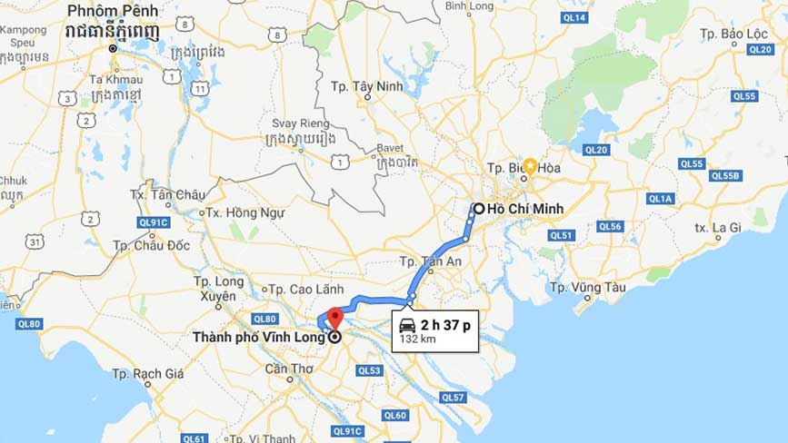 Quảng đường từ TPHCM đi Vĩnh Long