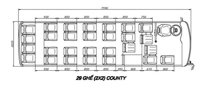 Sơ đồ xe 29 chỗ Couty